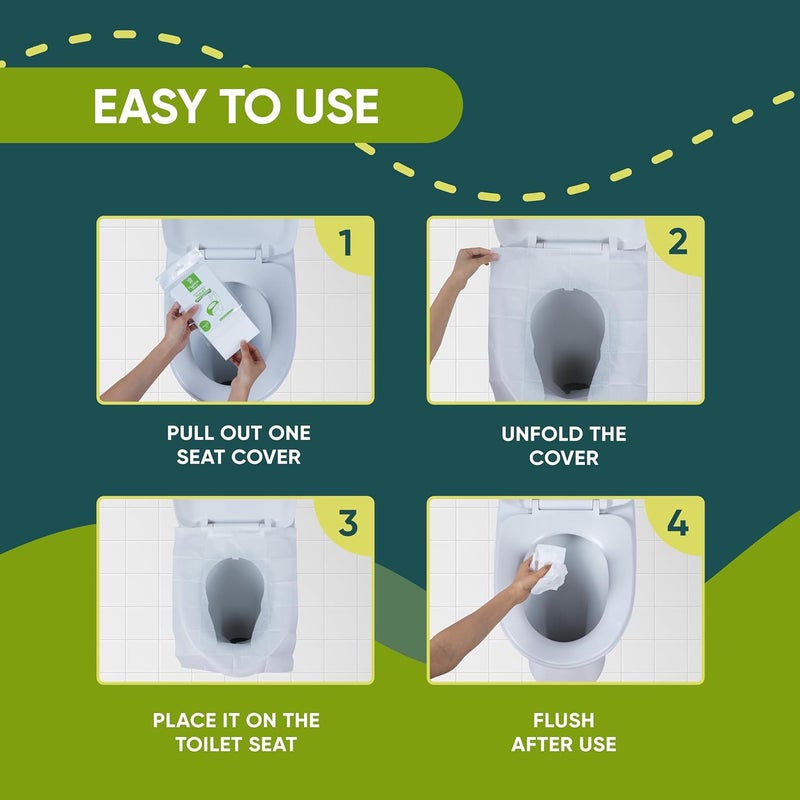 Hygeline Pack 100 Disposable Toilet Seat Covers Flushable 100% Biodegradable Paper Material | Travel Toilet Seat Covers for Adults and Potty Training, Premium Toilet Seat Liners for Public Restrooms - Image 4